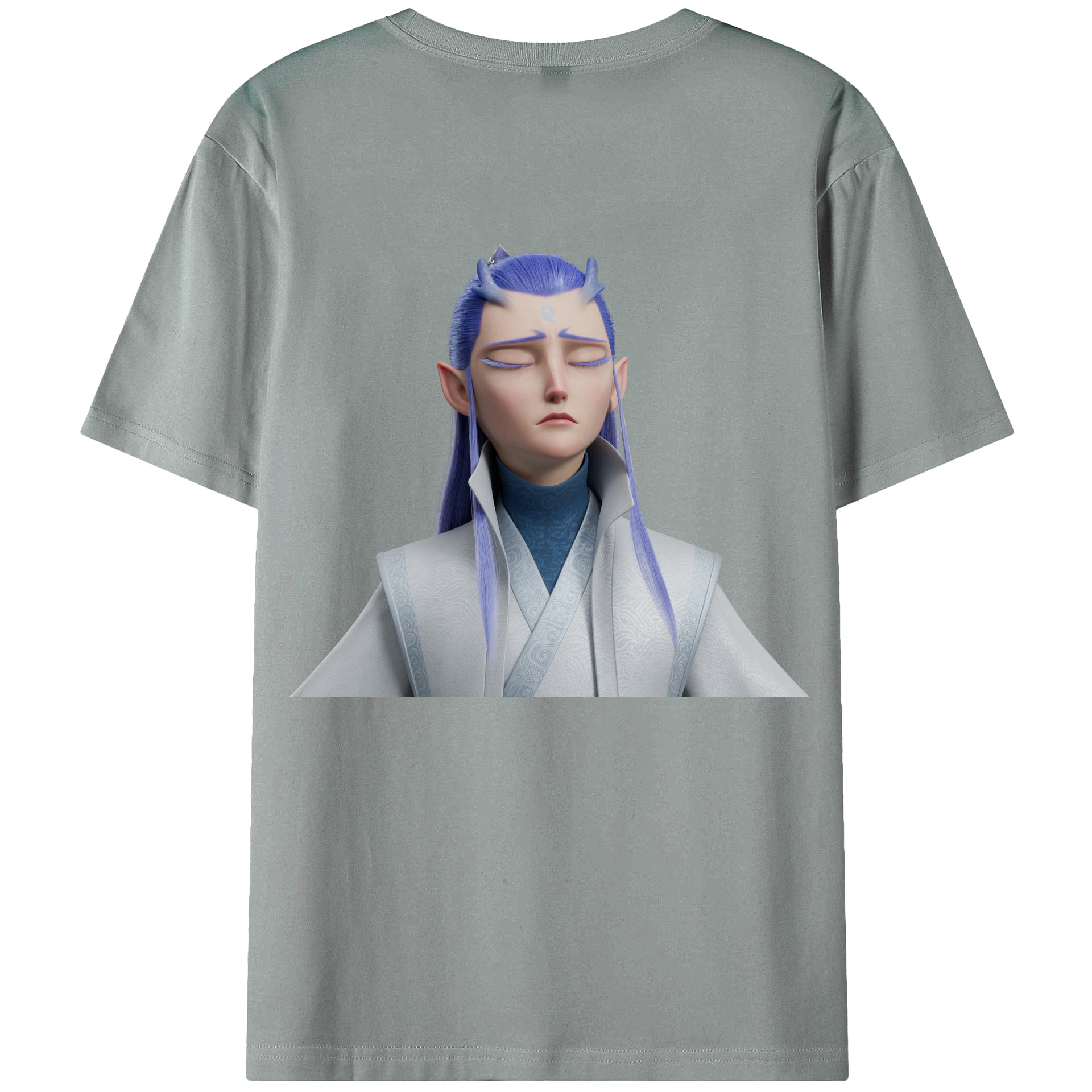 （画像用） Ne Zha 2 ナタ 魔童の大暴れ 綿100％ メンズ半袖Tシャツ（バックプリント） 通気性